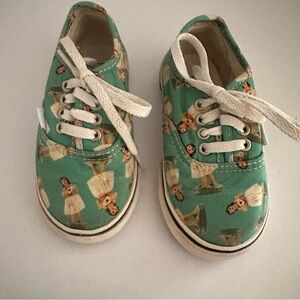 Vans Hawaiian Hula Dancer Green Printed Tie Sneakers Size 6.5 Baby Toddler